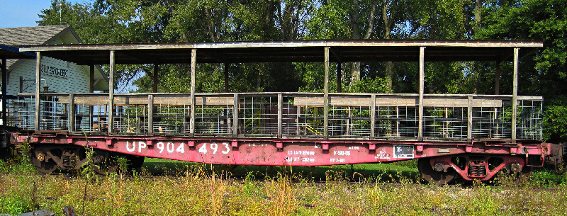 Red flat car